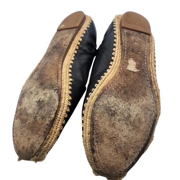 Tory Burch Women's Black Top Leather‎ Espadrille Size 8 (FLAWED) - Picture 3 of 7